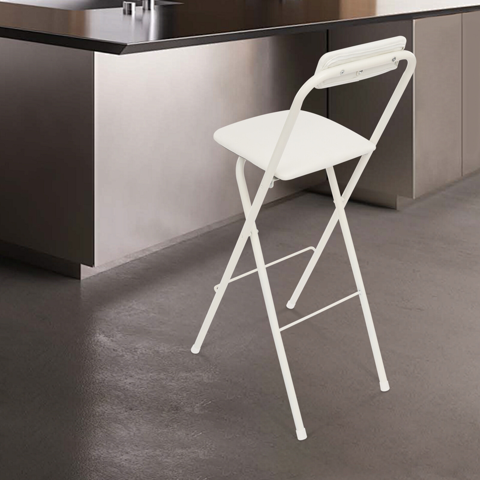 Folding Bar Chair 29.5in Height, 275lb Capacity, Portable PU Stool for Kitchen..