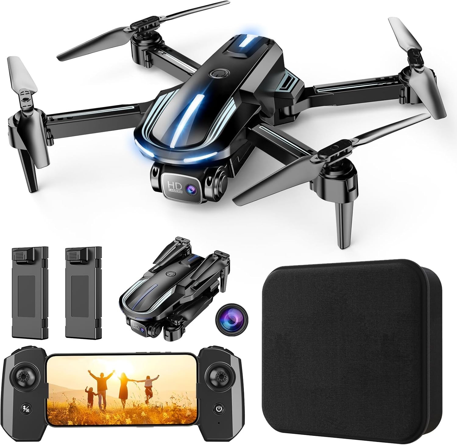 Drone with Camera for Adults Beginners Kids, Fun 1080P Foldable Mini Drone fo...