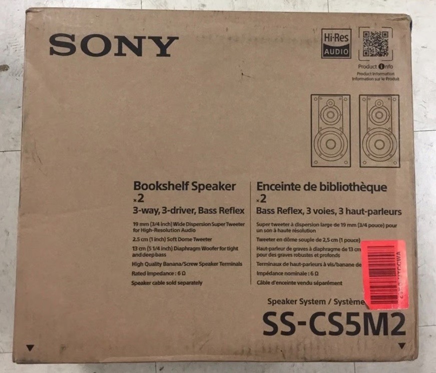 NEW Sony SS-CS5M2 3-Way 3-Driver Hi-Res Audio Bookshelf Speakers (Pair) (2025)