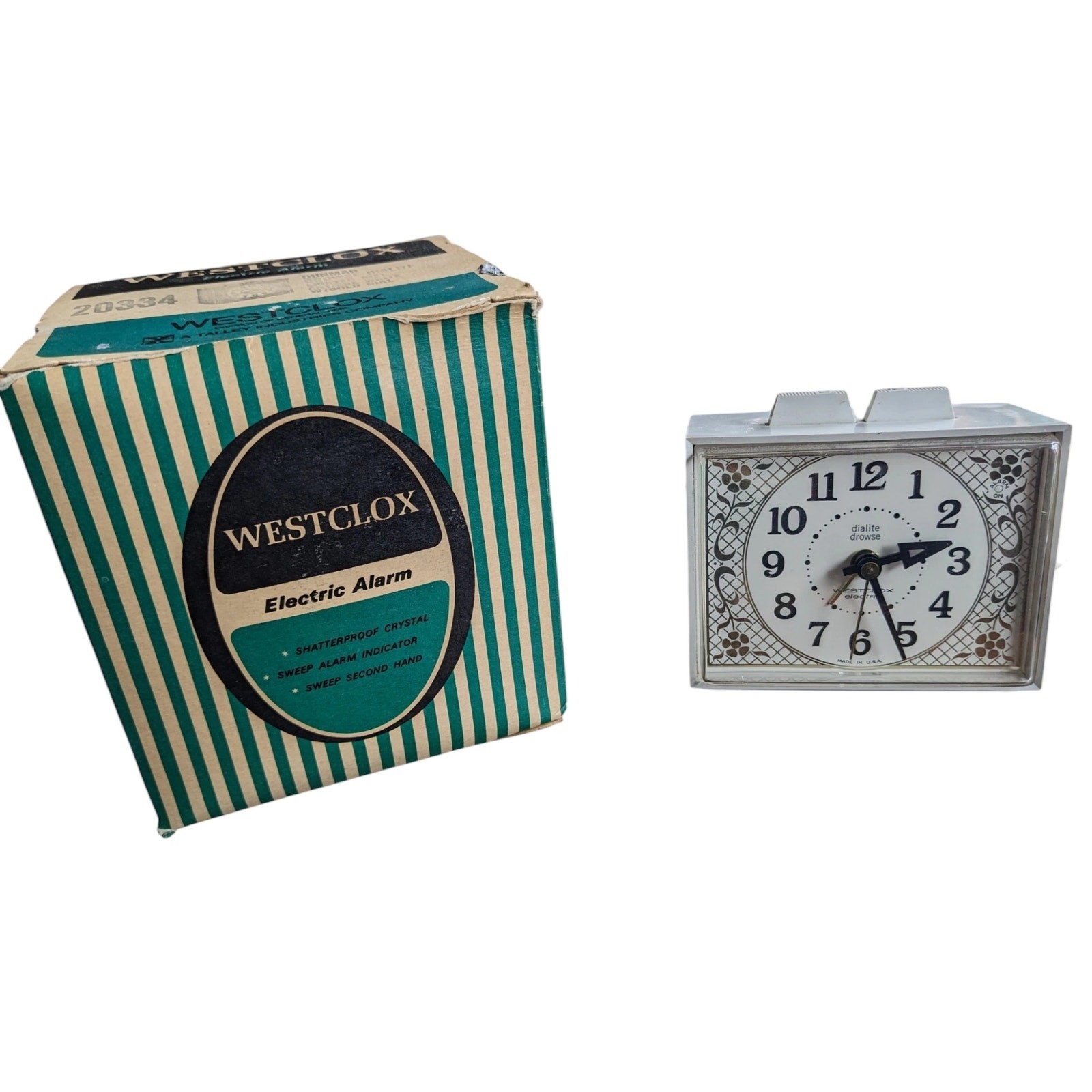 Vintage 1972 New-In-Box Deadstock WESTCLOX Dunmar DROWSE DIALITE Electric Clock
