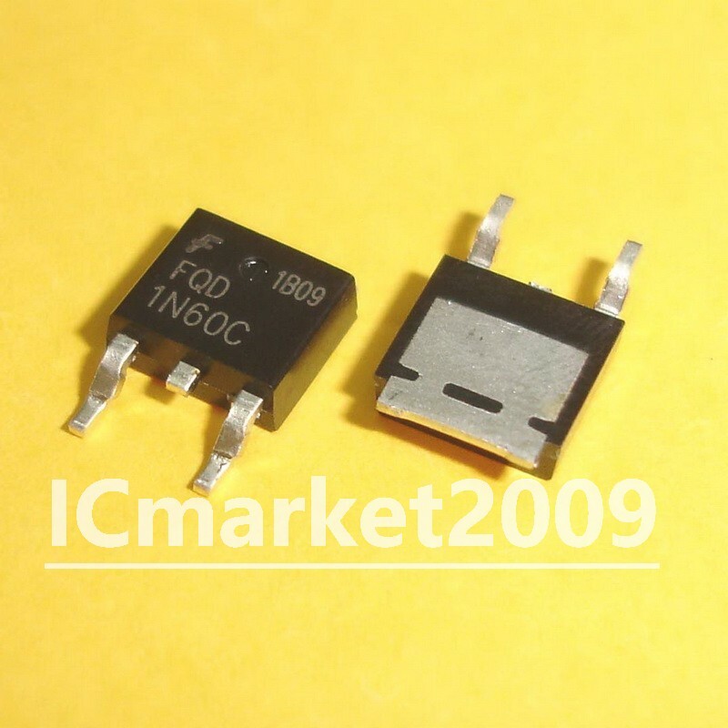 10 PCS FQD1N60C TO-252 FQD 1N60C 600V N-Channel MOSFET Transistor Chip