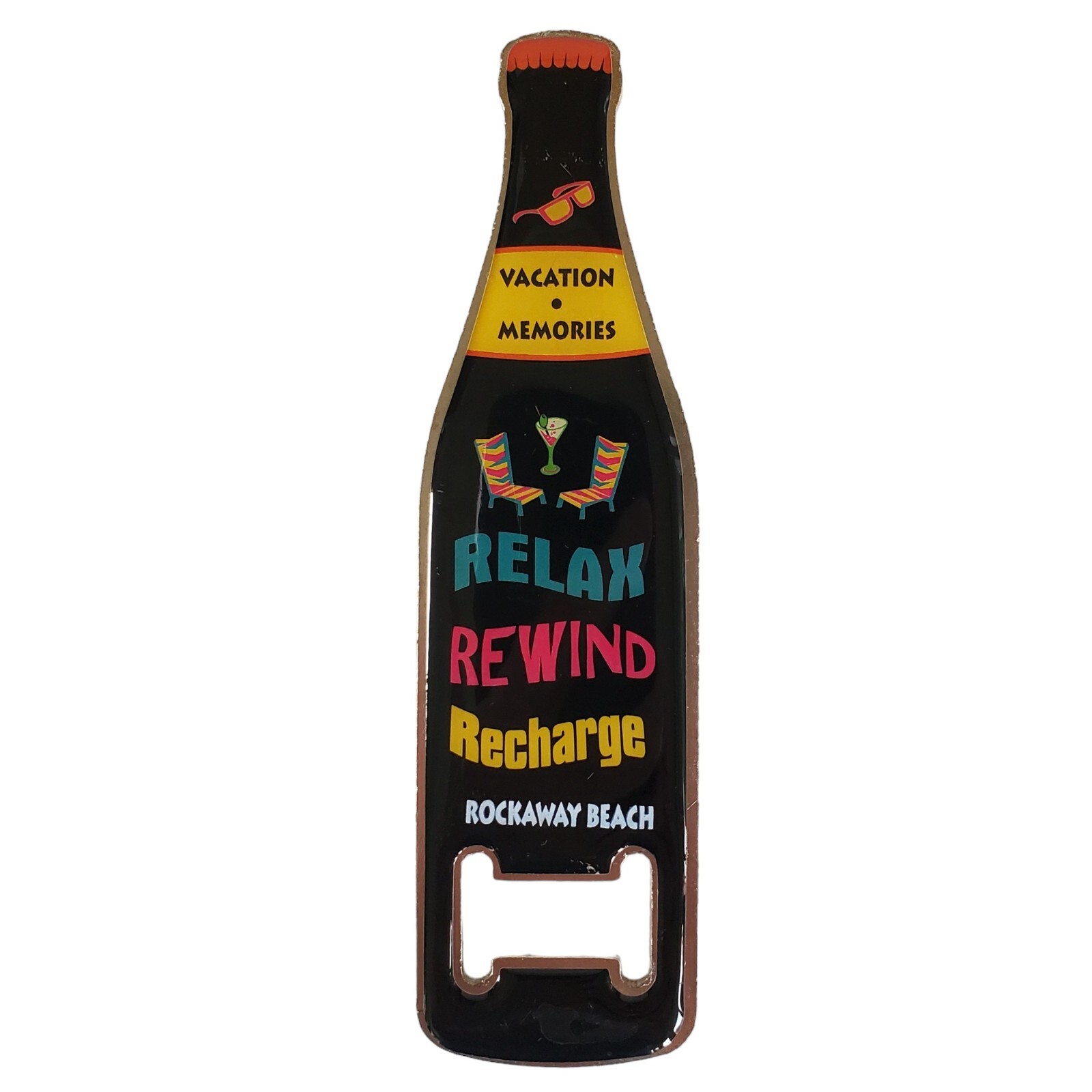 Bottle Opener Rockaway Beach Queens NY Magnet Kitchen Bar 5.5" Souvenir Tourist