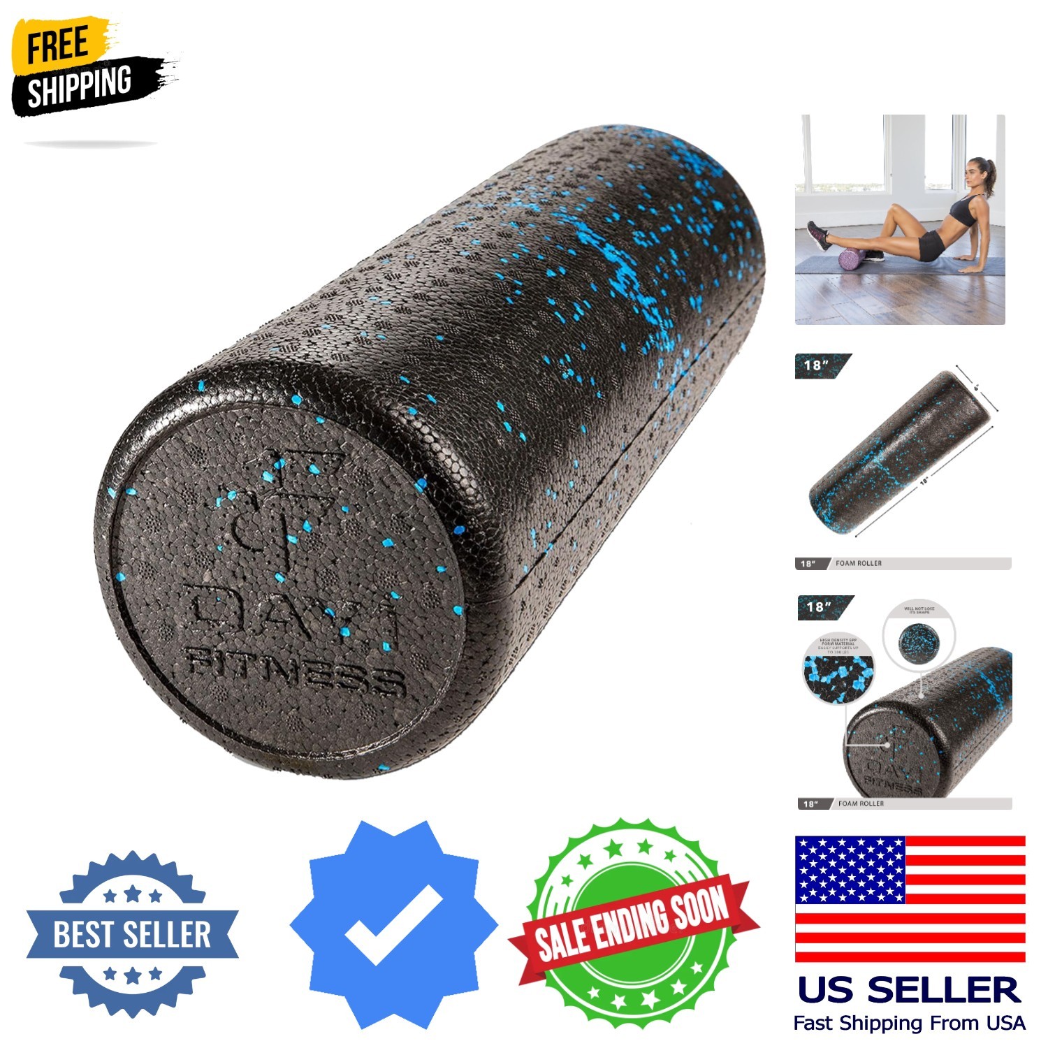 High Density Muscle Foam Rollers - Sports Massage Rollers for Stretching, Phy...