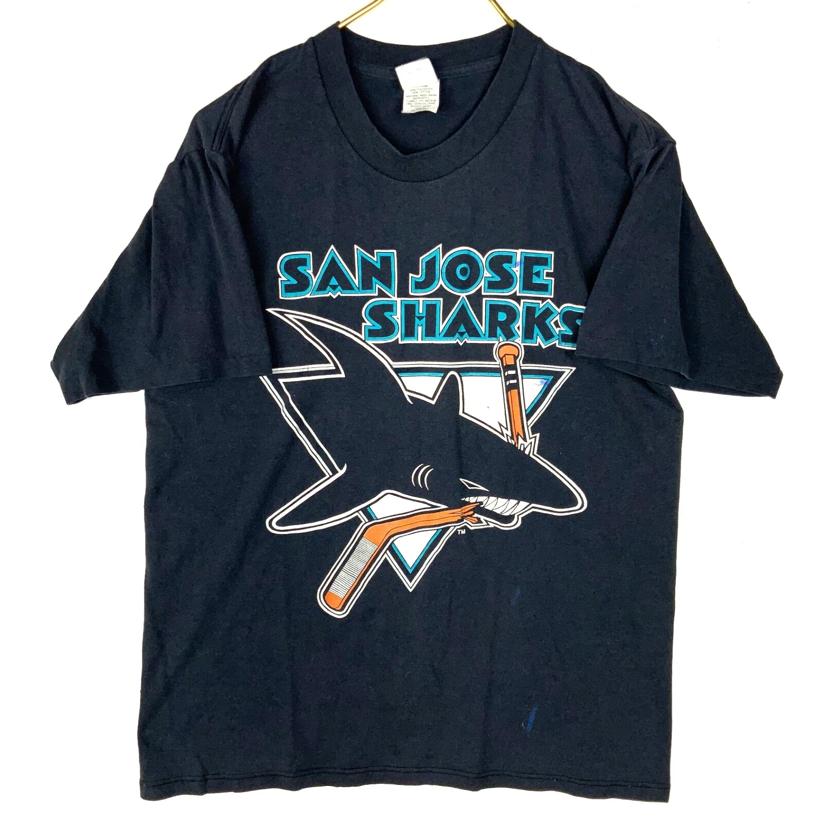 Vintage San Jose Sharks T-shirt Large Black Colot reprint AN51934