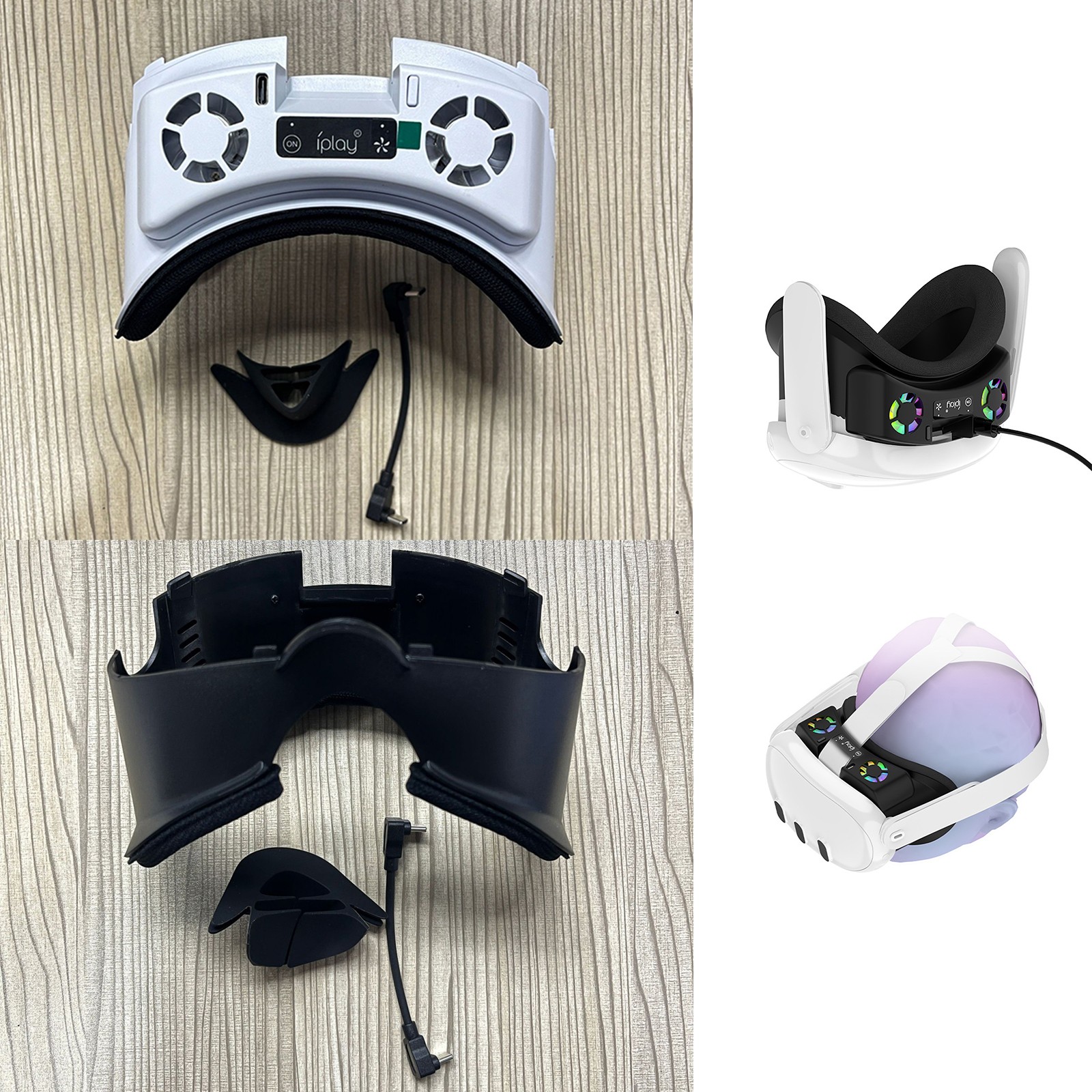 VR Helmet Cooling Fan Eye Glasses Shading Mask RGB Light Fan For Quest 3