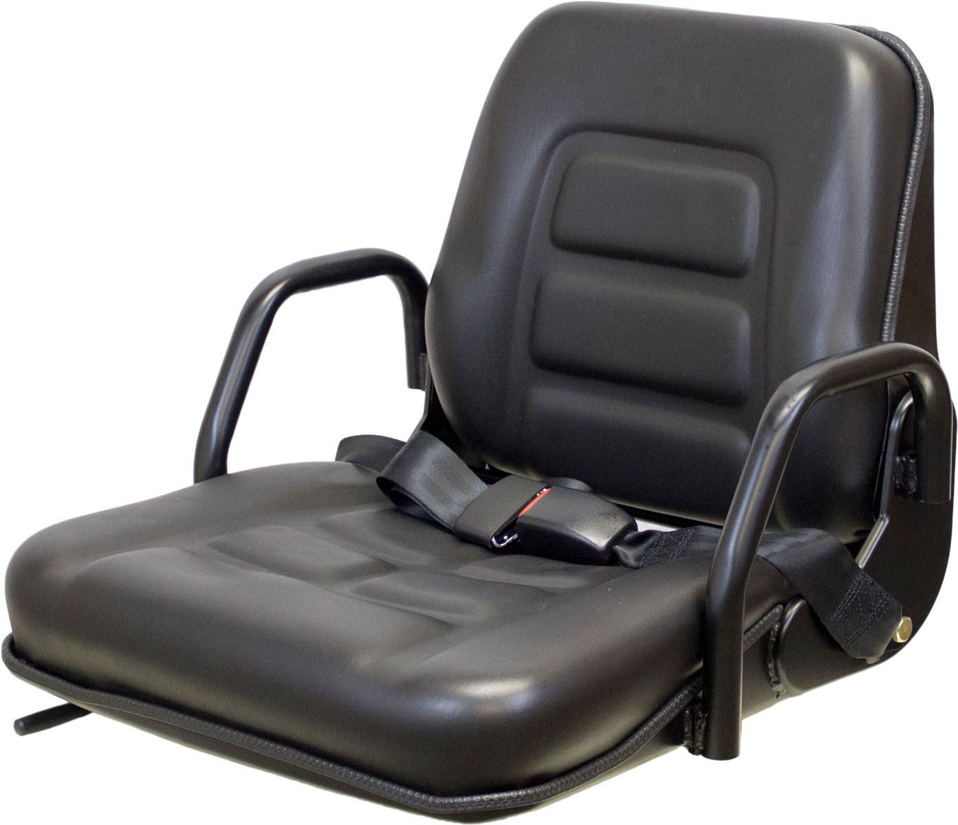 Universal Black Vinyl Forklift Seat w/ Hip Restraints and Seatbelt