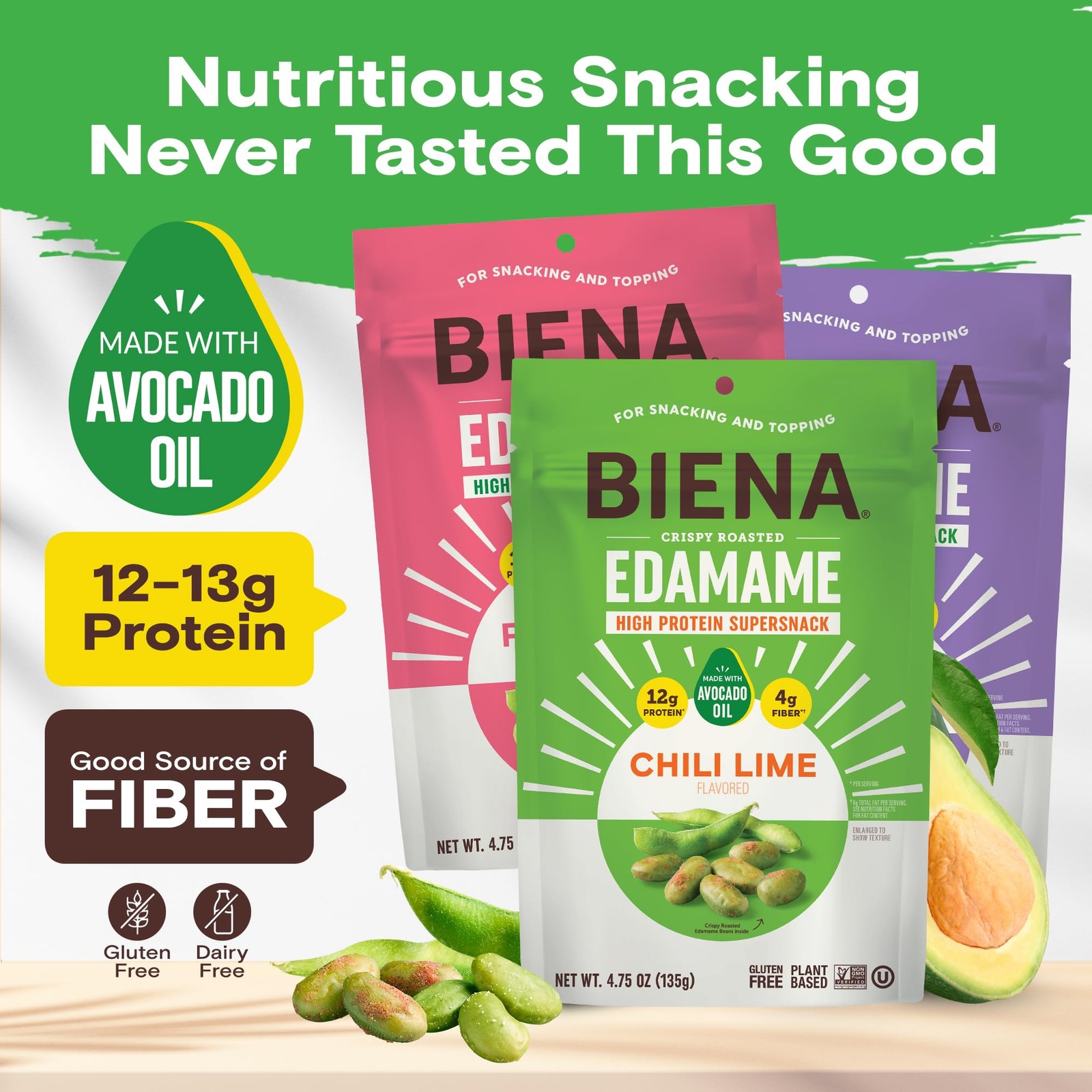 Biena Crispy Roasted Edamame Beans Snack – High Protein for Adults &...