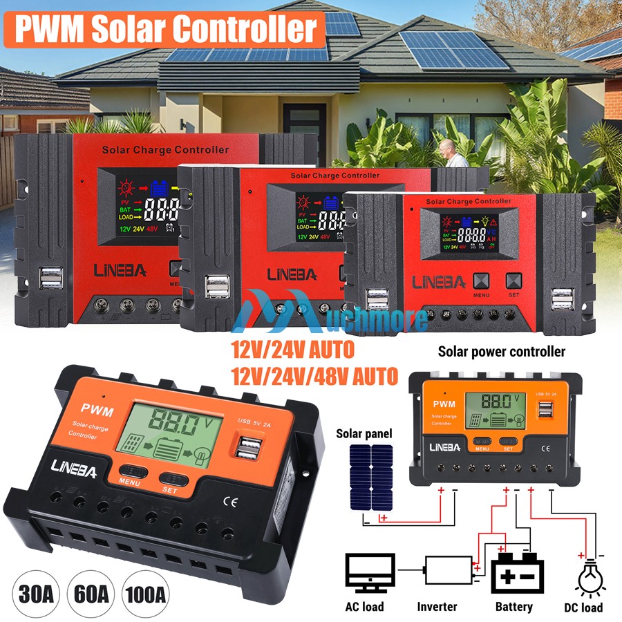PWM 100A 12V 24V 48V Solar Charge Controller For Lifepo4 Lead Acid Gel Battery