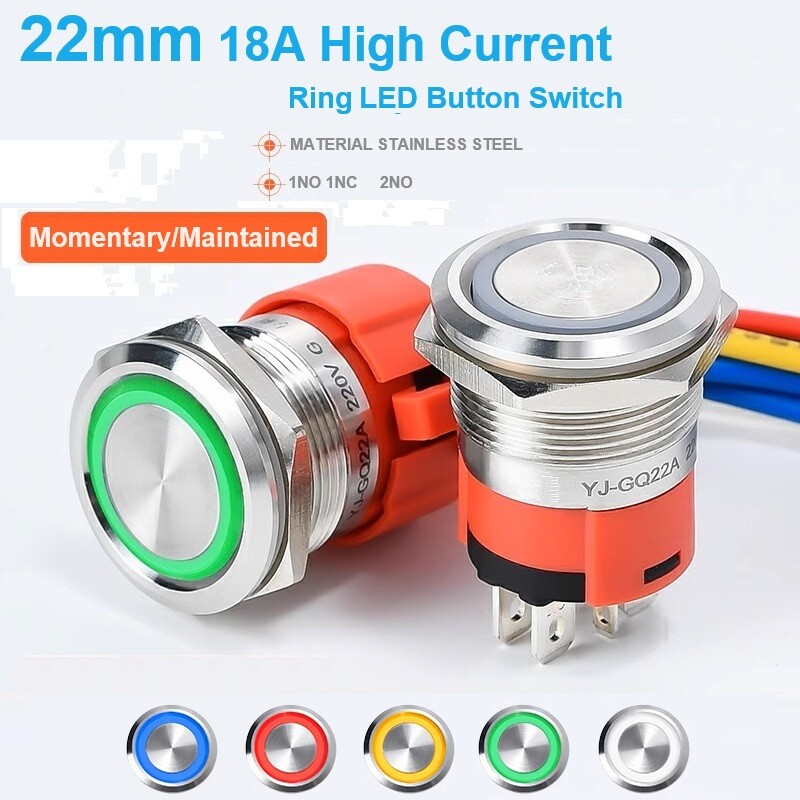 22mm 1NO 1NC 10A High Current Waterproof High-Power Control Push Button Switchs