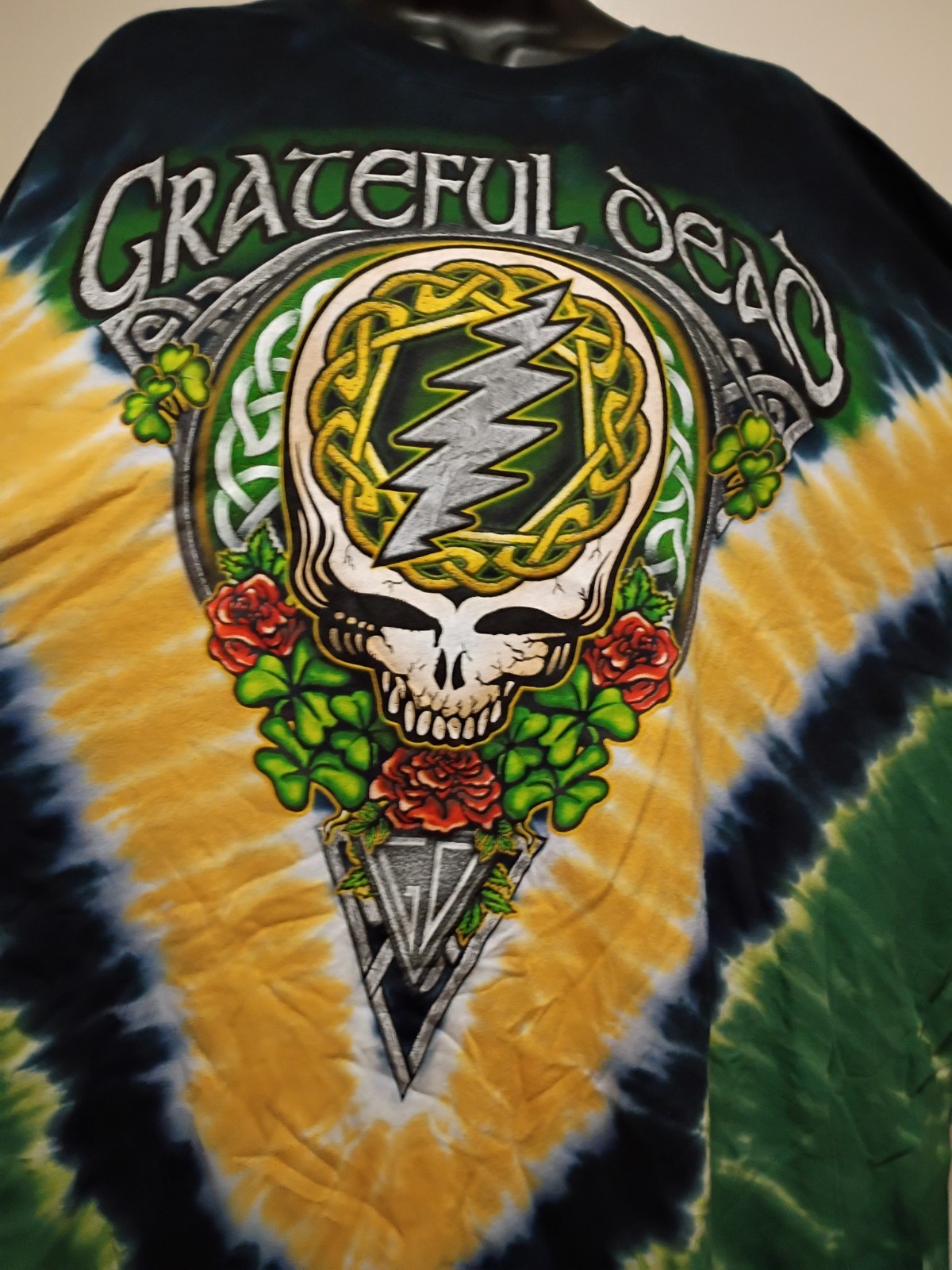 Liquid Blue Grateful Dead CELTIC STEALIE w Shamrocks Tie Dye T Shirt 4x B4GOFREE