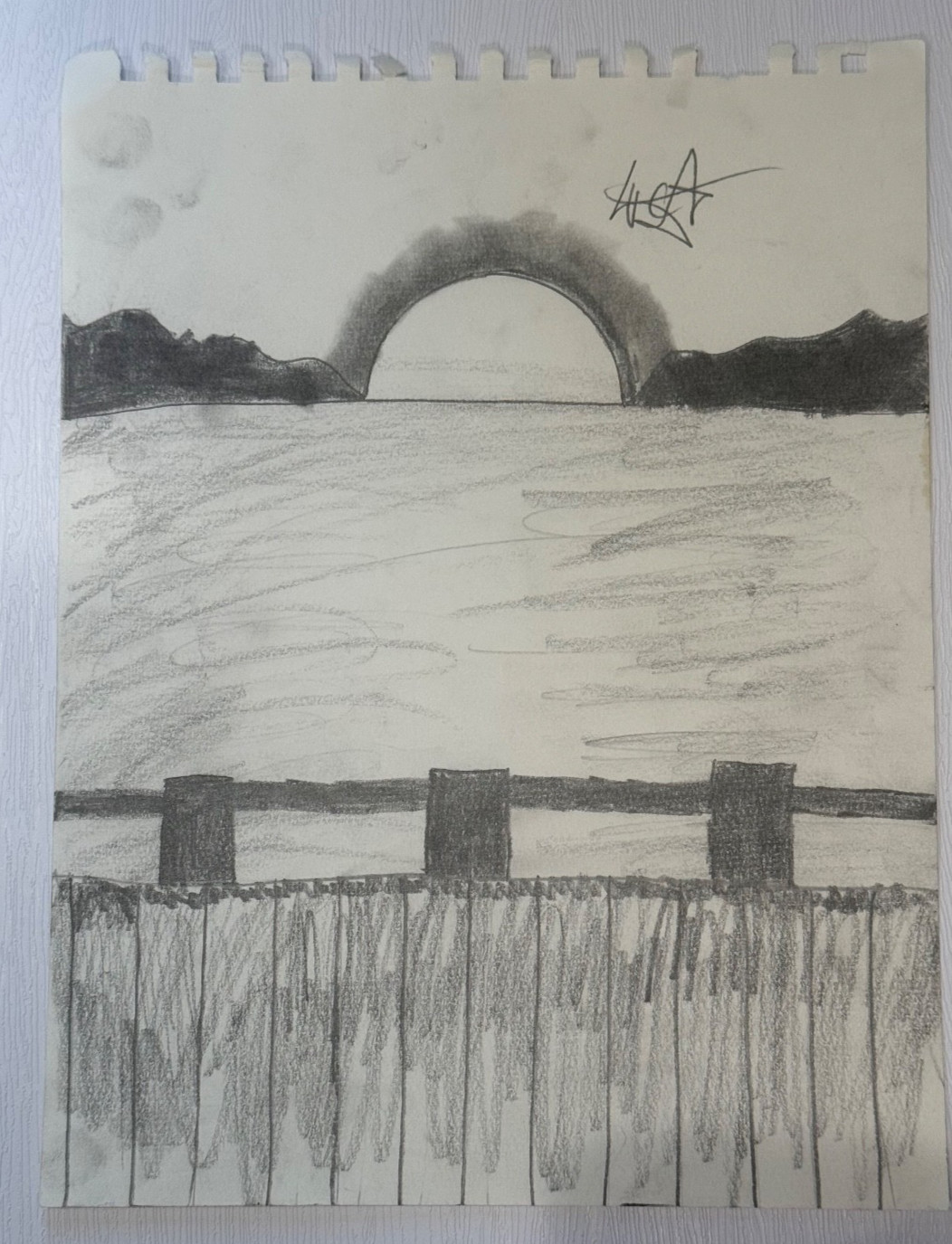 Sunset Pier Drawing