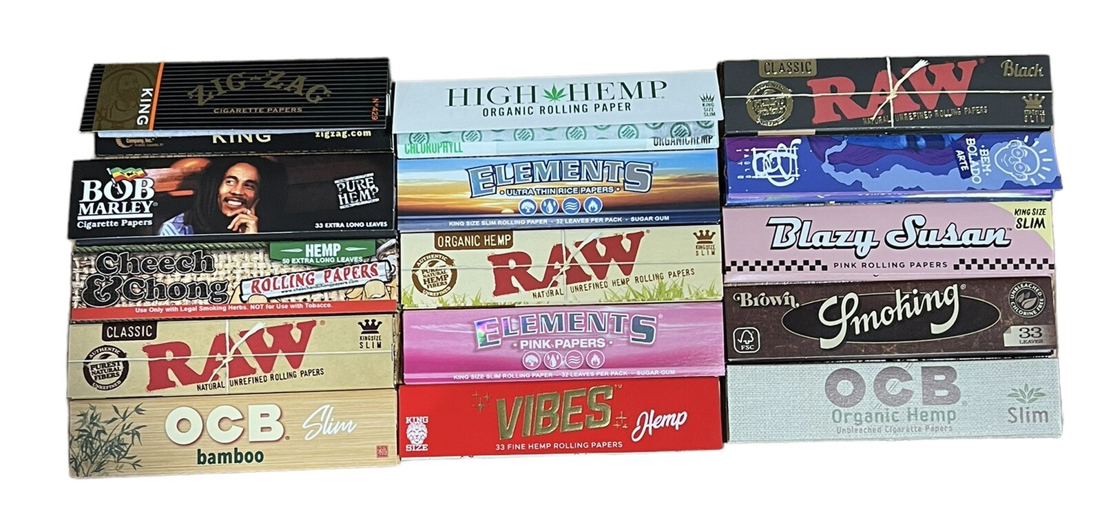 10X KING SIZE ROLLING PAPER VARIETY PACK COMBO RANDOM SELECTION RAW VIBES JUICY