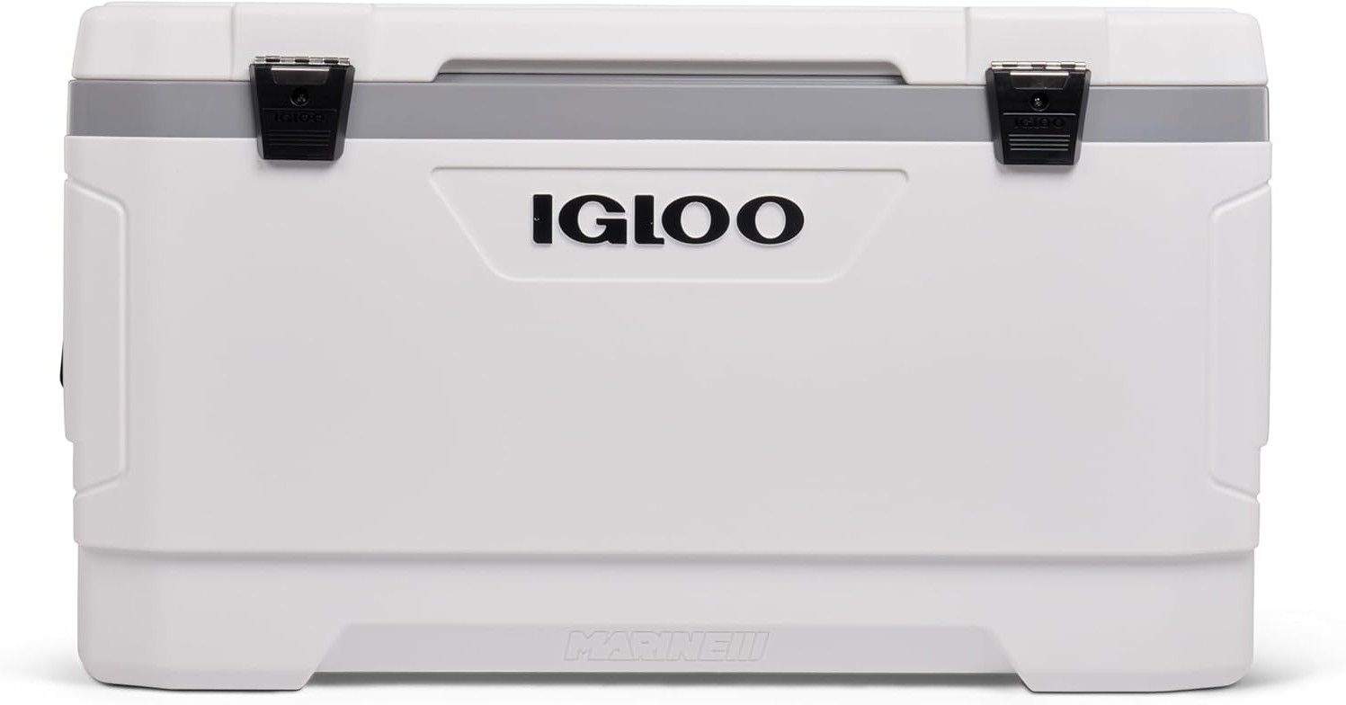 Igloo 100 QT Latitude Marine Ultra Hard-Sided Cooler, White and Moonscape Gray