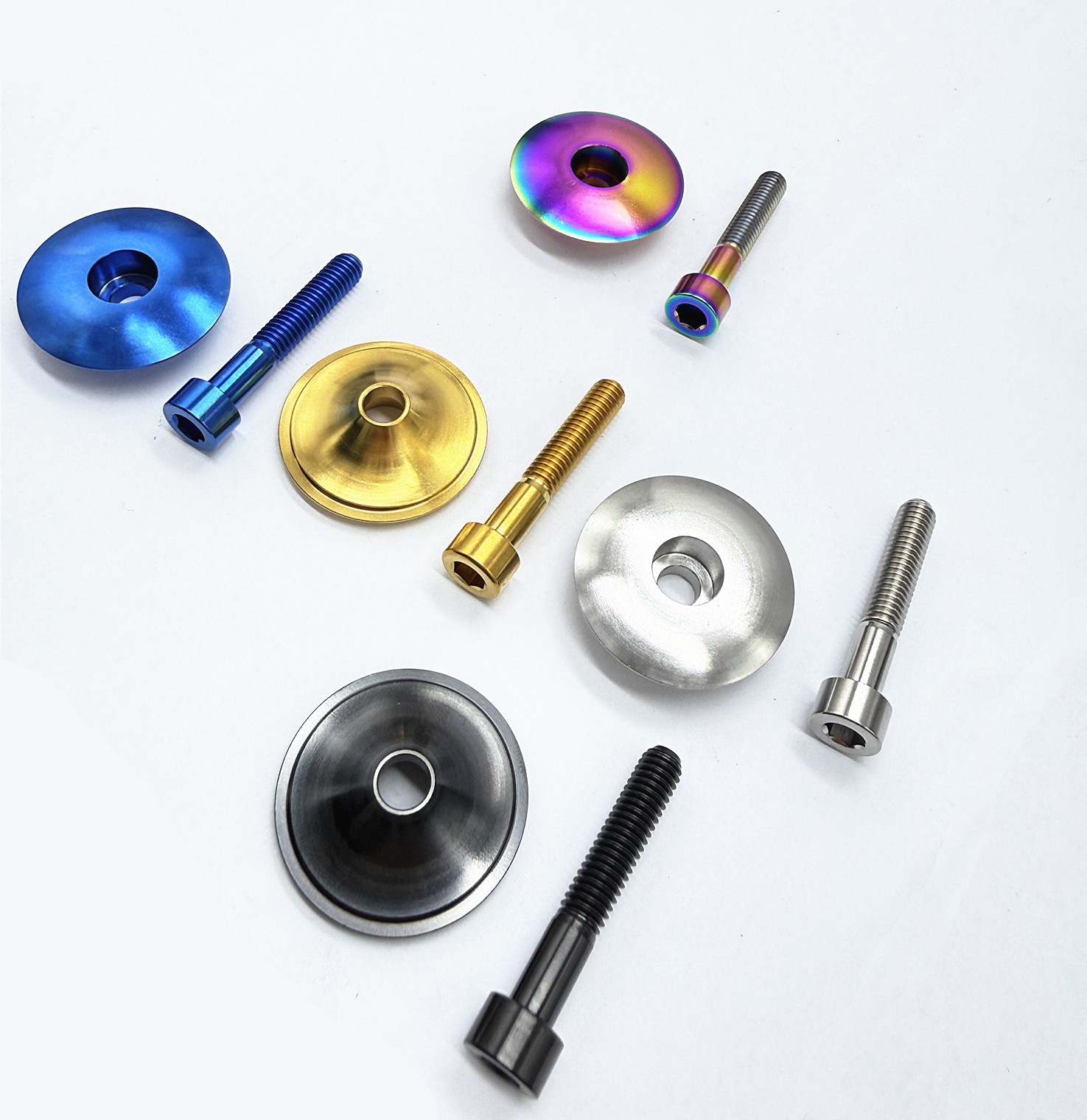 1-1/8" Bike Stem Top Cap TiBicycle Headset Cap Cover with M6x35mm Titanium Bolt