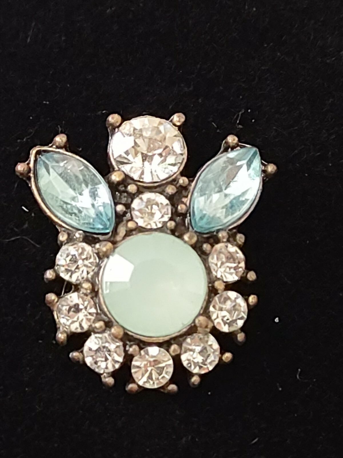 Clear And Light Blue Rhinestone Gold Tone Earrings