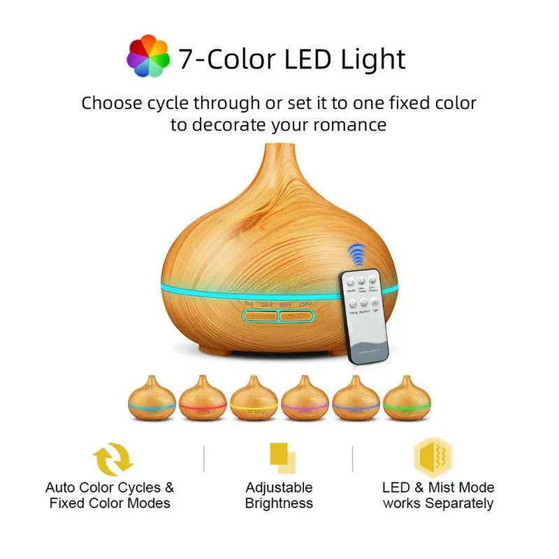 Aroma Diffuser Humidifier With 6x33oz Essential Oils Colorful LED And Remote