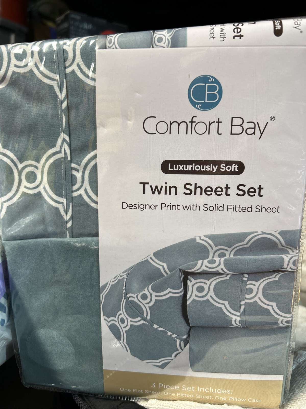 Comfort Bay Luxuriously Soft Designer 3 Piece Twin Sheet Set - Stone/White