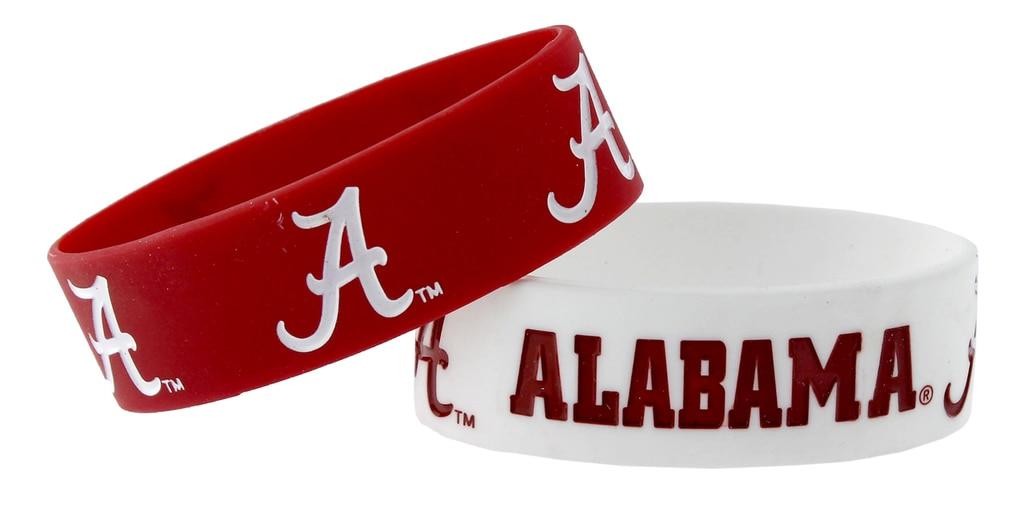 Alabama Crimson Tide Silicone Bracelets 2 Pack Wide [NEW] NCAA Jewelry Bracelet