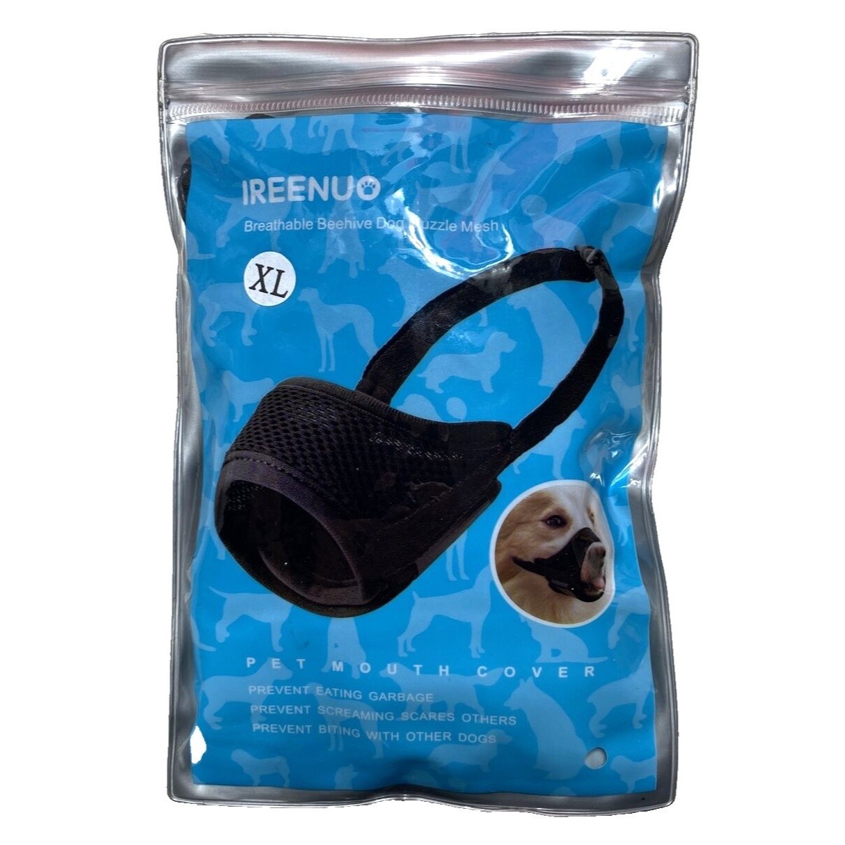 Breathable Dog Muzzle Beehive Style Mesh Pet Mouth Cover XL Extra Large