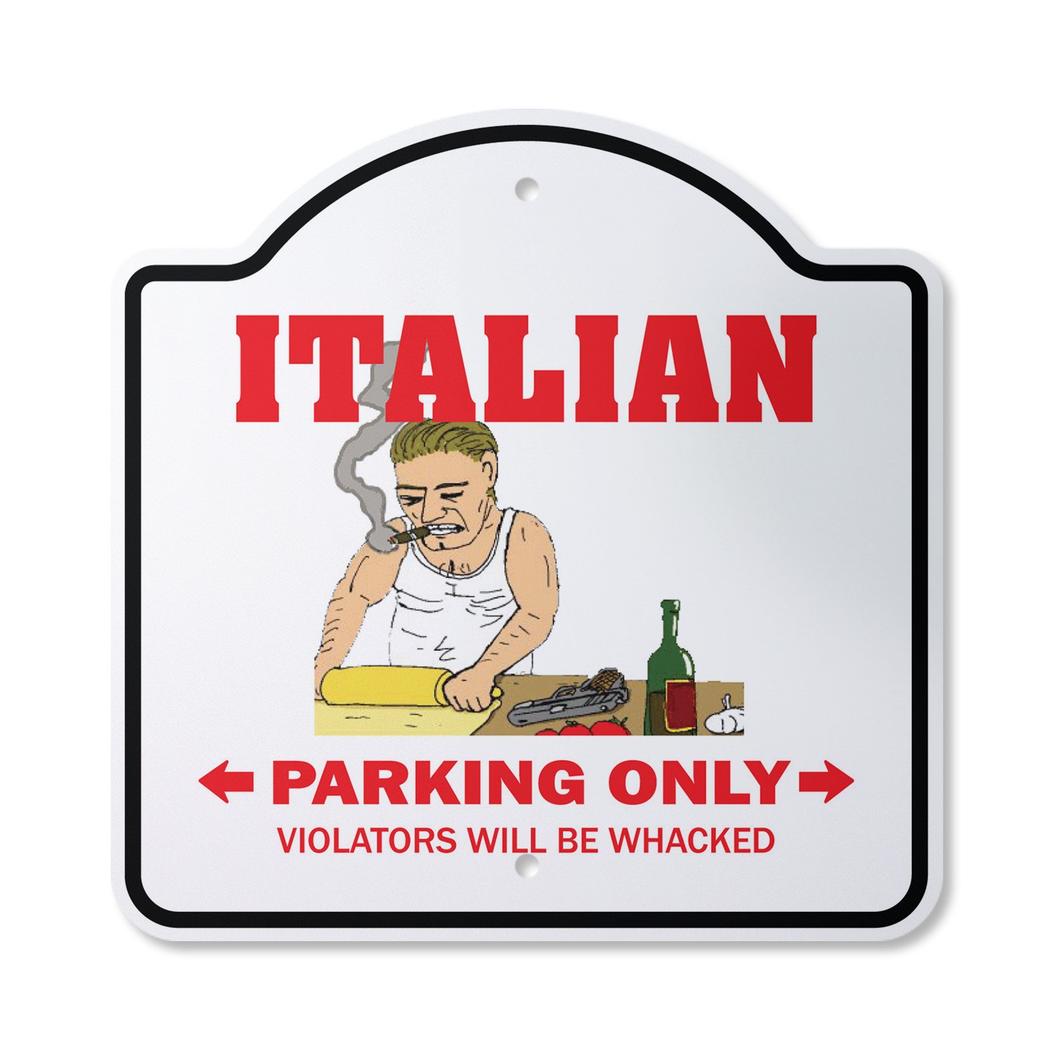 Italian Plastic Sign Parking Italy Mafia Mobster Food Pizza Mob