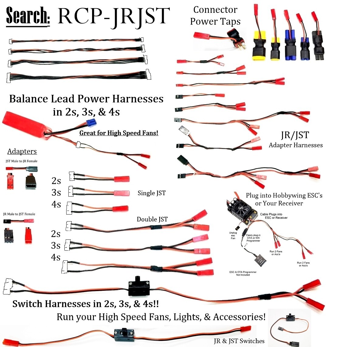 RCP XT90 Series Harness Ready to Connect to ESC 10 awg Double Battery Voltage