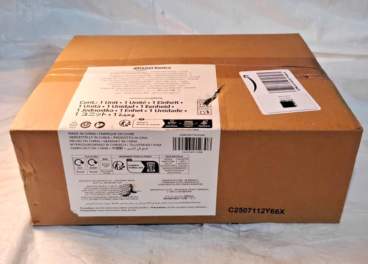 Amazon Basics Portable Security Case Lock Box Safe with Combination Lock