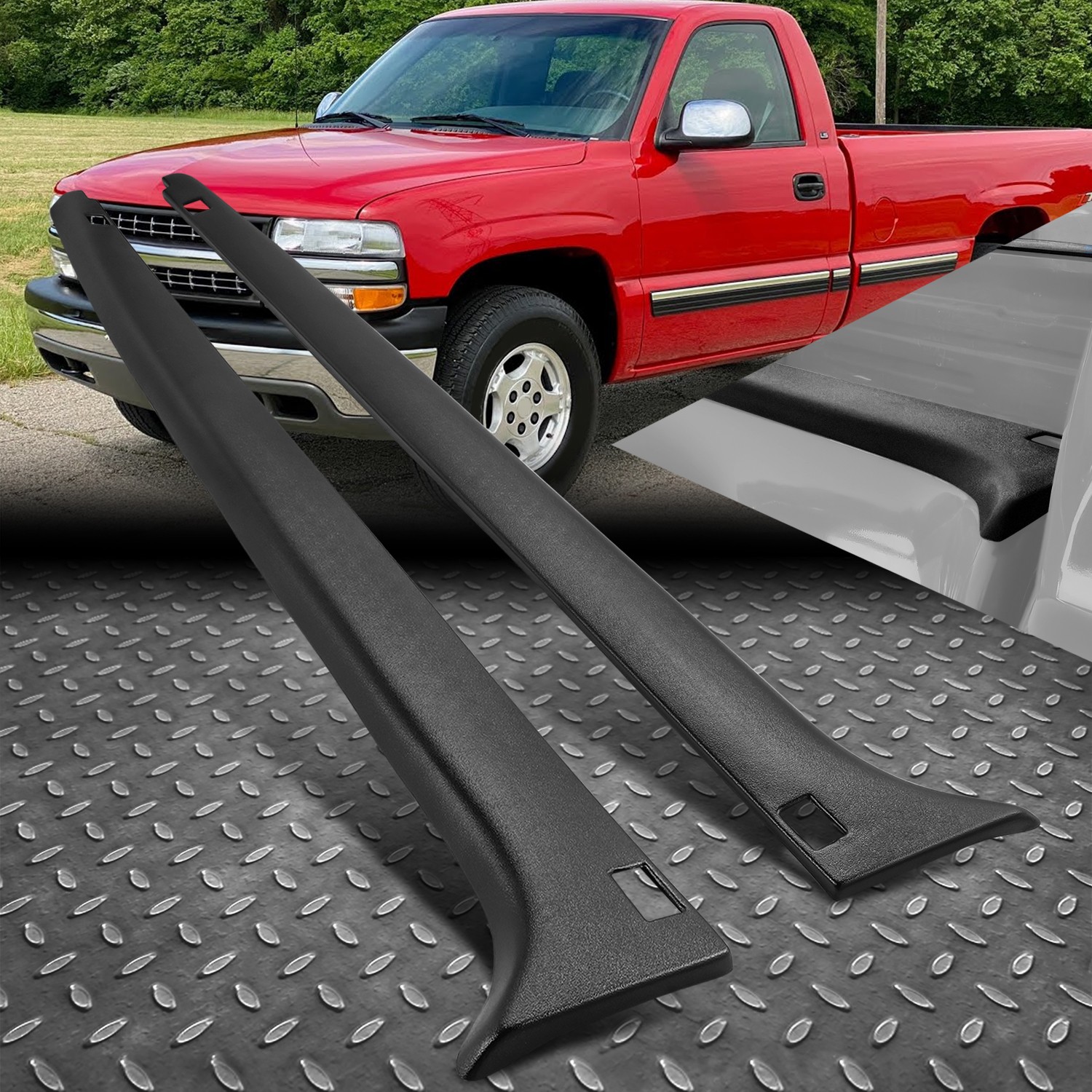 For 99-05 Chevy Silverado GMC Sierra 1500 Stepside Bed Rail Caps Protector Pair