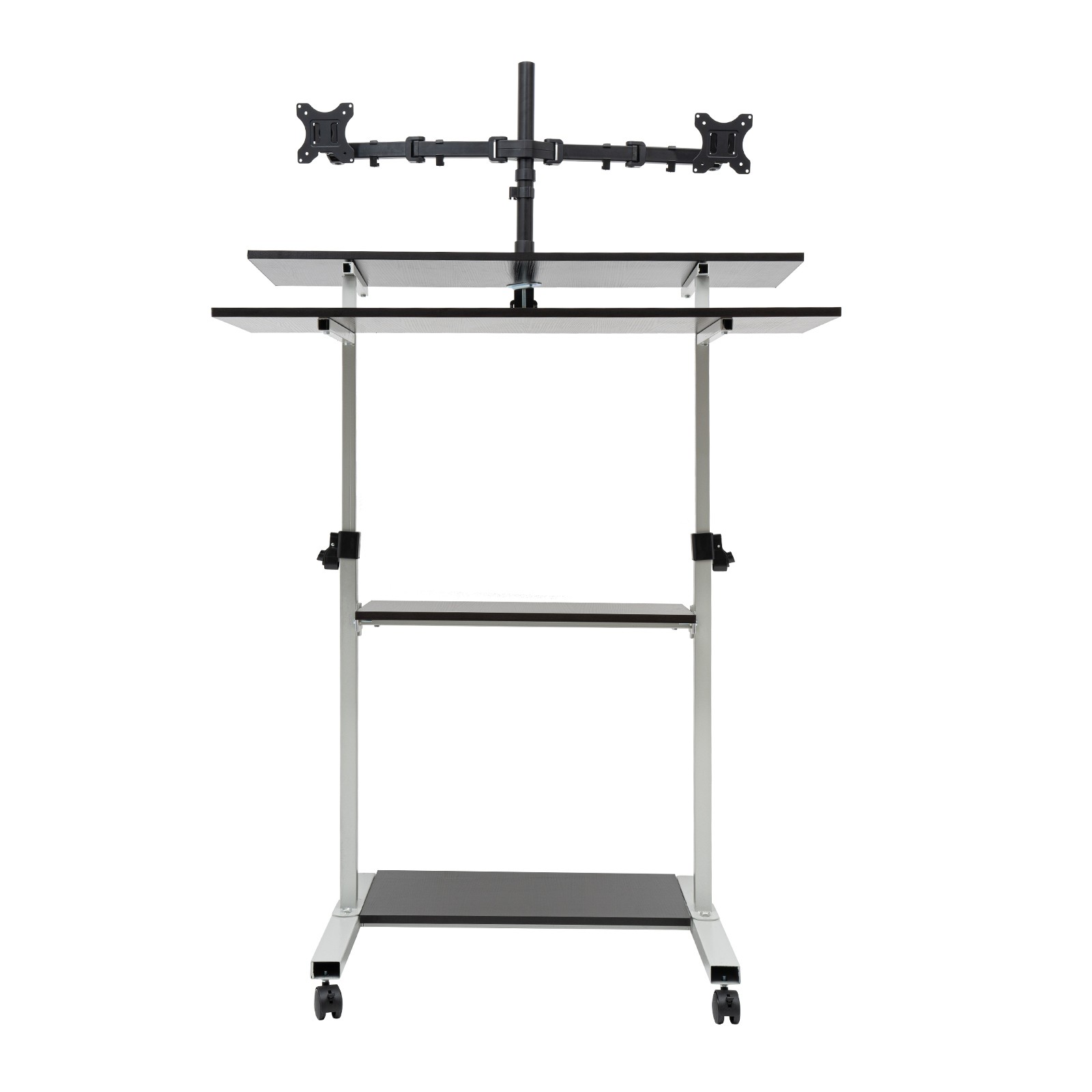 Mobile Standing Desk Adjustable Height Computer Rolling Laptop Cart Work Table