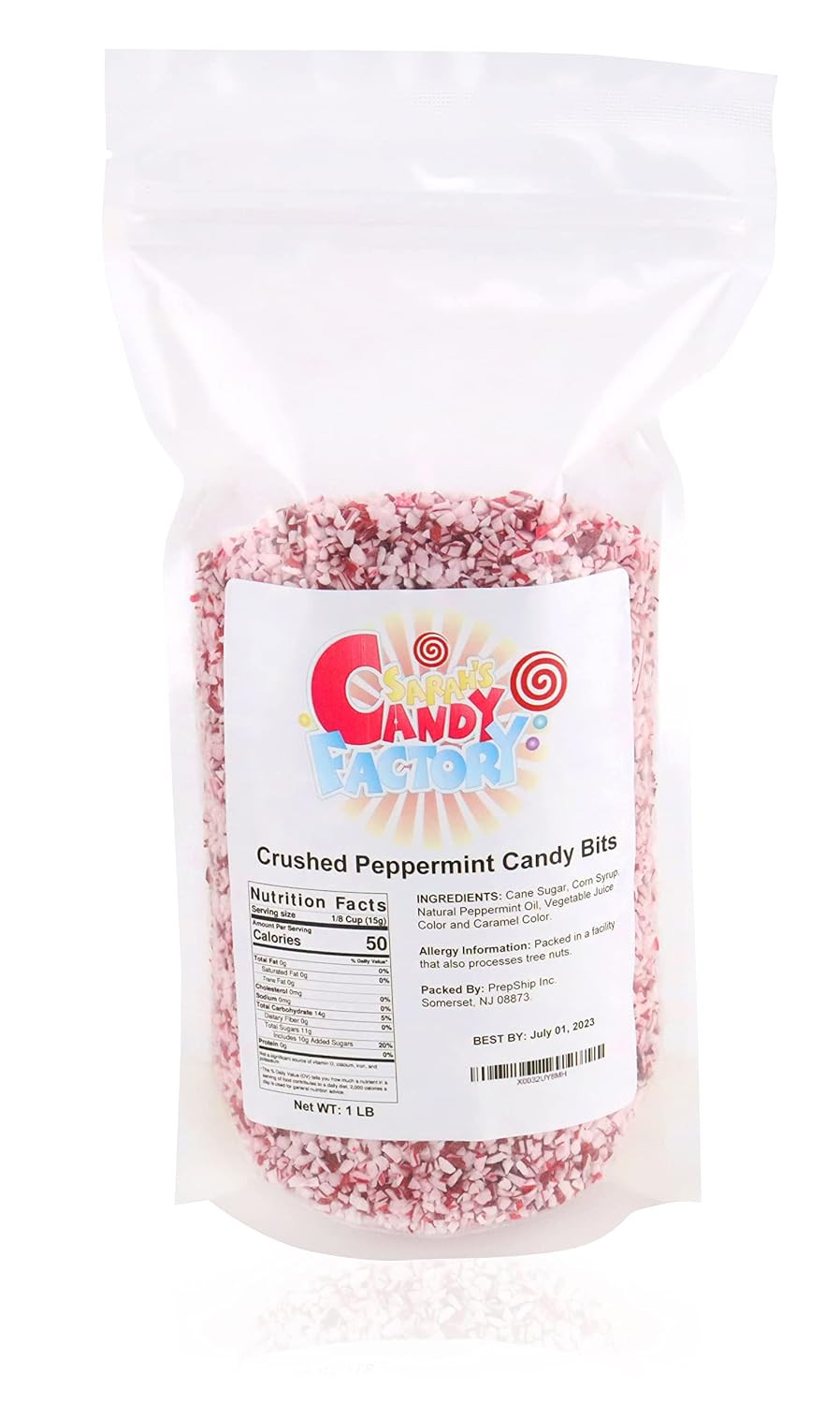 Crushed Peppermint Candy Pieces Bits in Resealable Bag, 1 Lb (1 Pack)