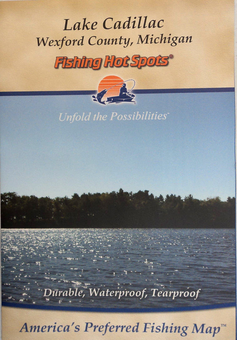 Lake Cadillac (Michigan) Fishing Map, Waterproof, Depth Contours, Tips #G217