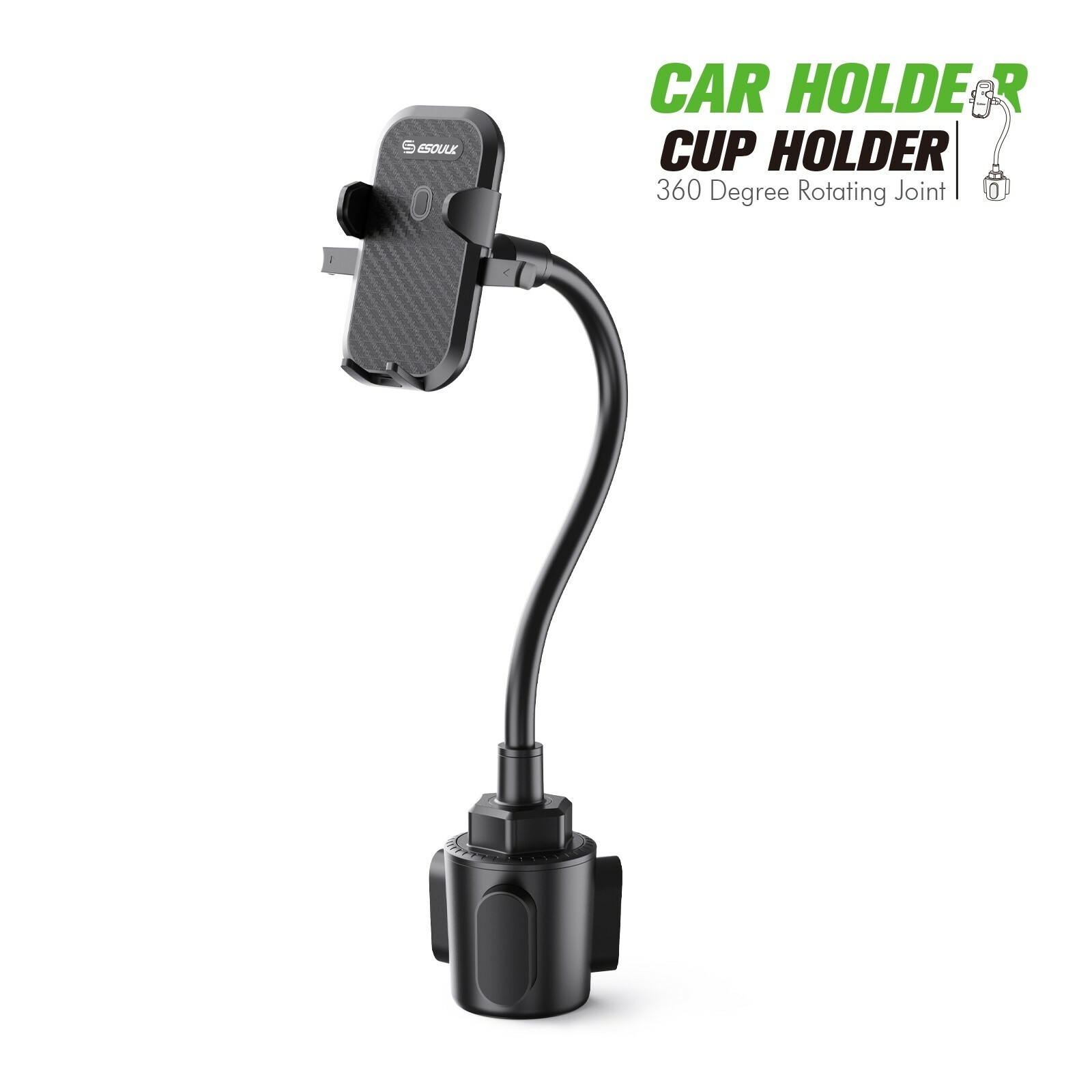 Universal Car Mount Cup Phone Holder Adjustable 11" Gooseneck GPS Stand Cradle