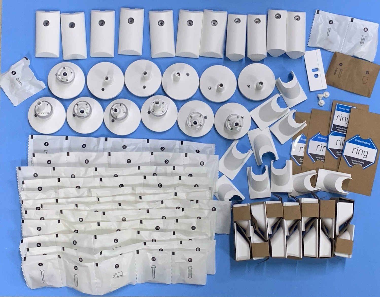 RING Outdoor Camera White Parts LOT Bundle Mounts Screws Clips Covers mounting