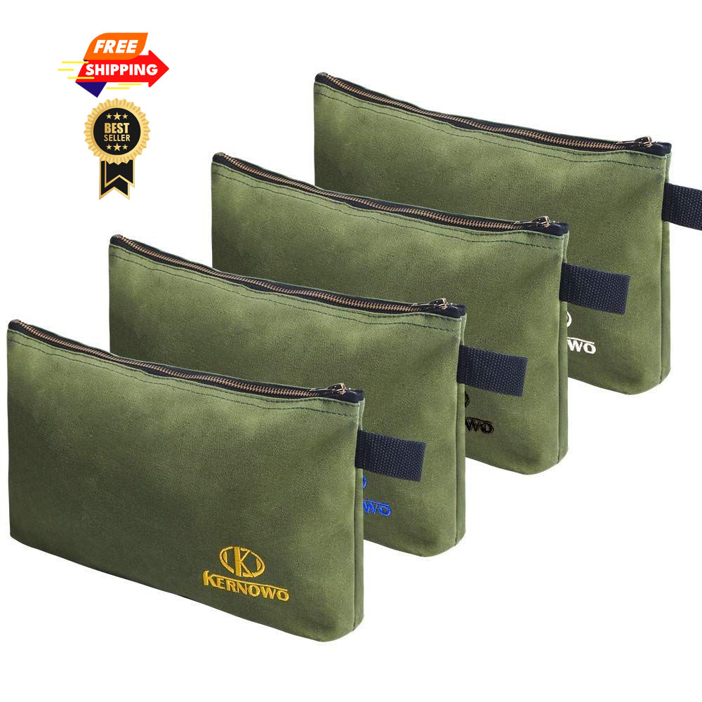 OTEVORP Premium Canvas Tool Pouch Zipper Bag,Small 12.75 inch, Army Green