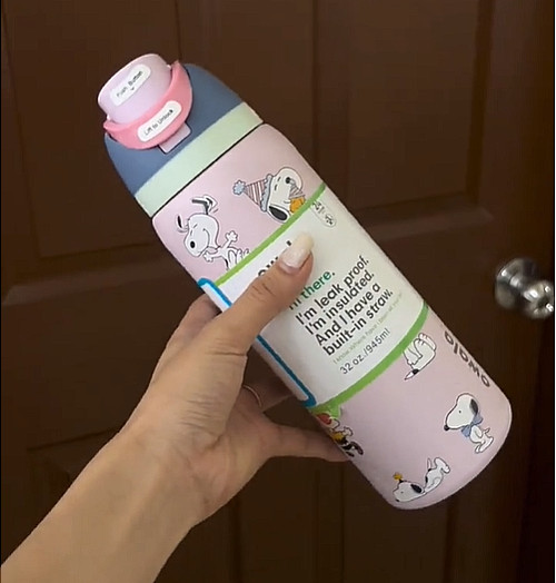 Owala Snoopy Pink 32oz Stainless Steel Water Bottle Insulated Exclusive New