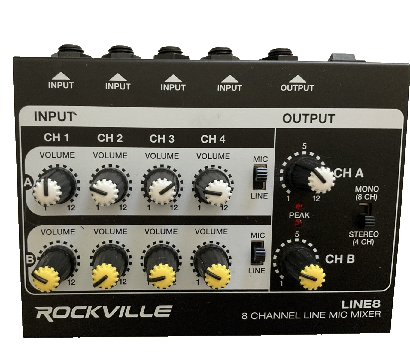 Rockville Line8 8 Channel Line Mic Mixer with Power Adapter