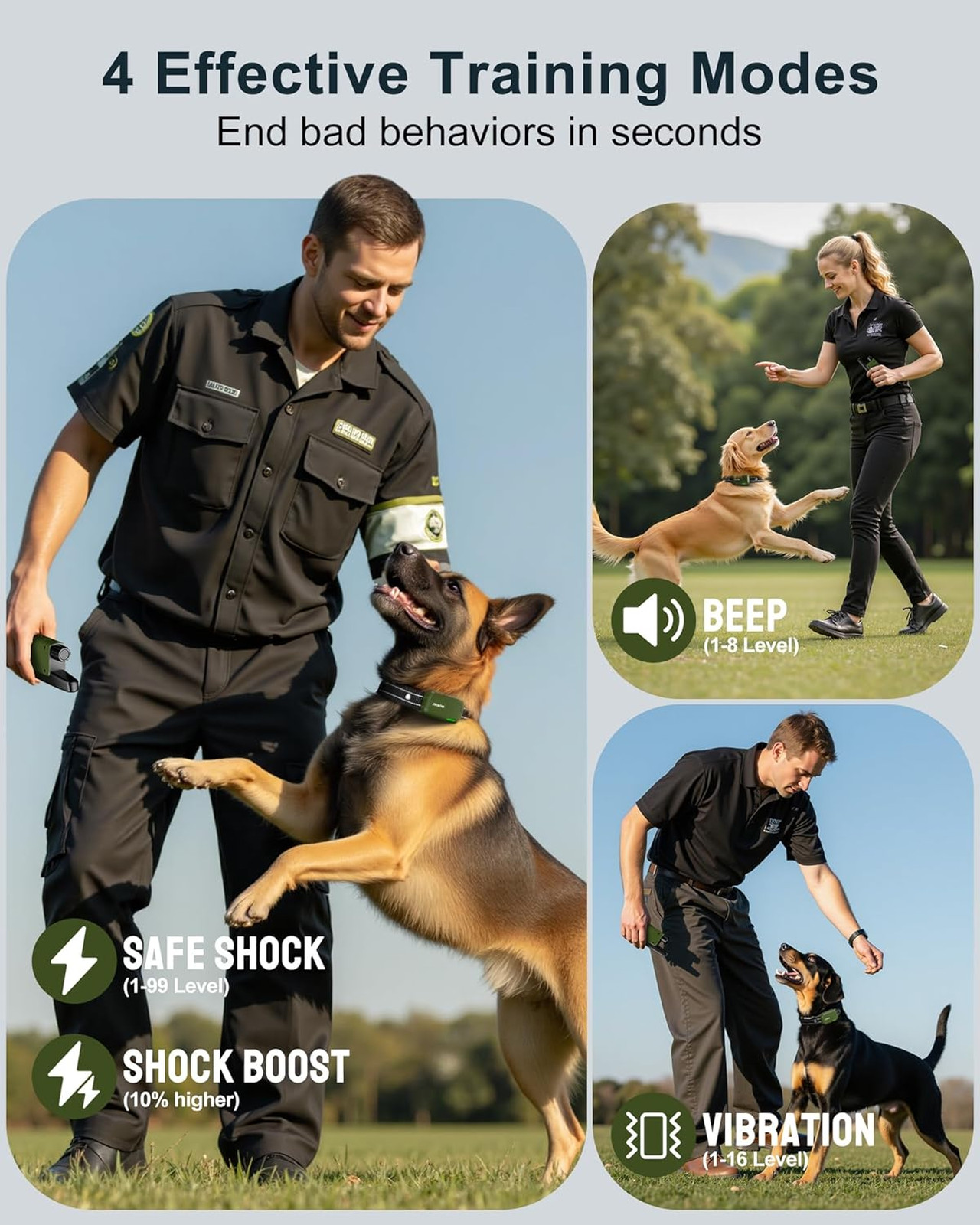 Dog Training Collar with Remote, Waterproof Shock Collar, 4500ft Range, 4 Modes