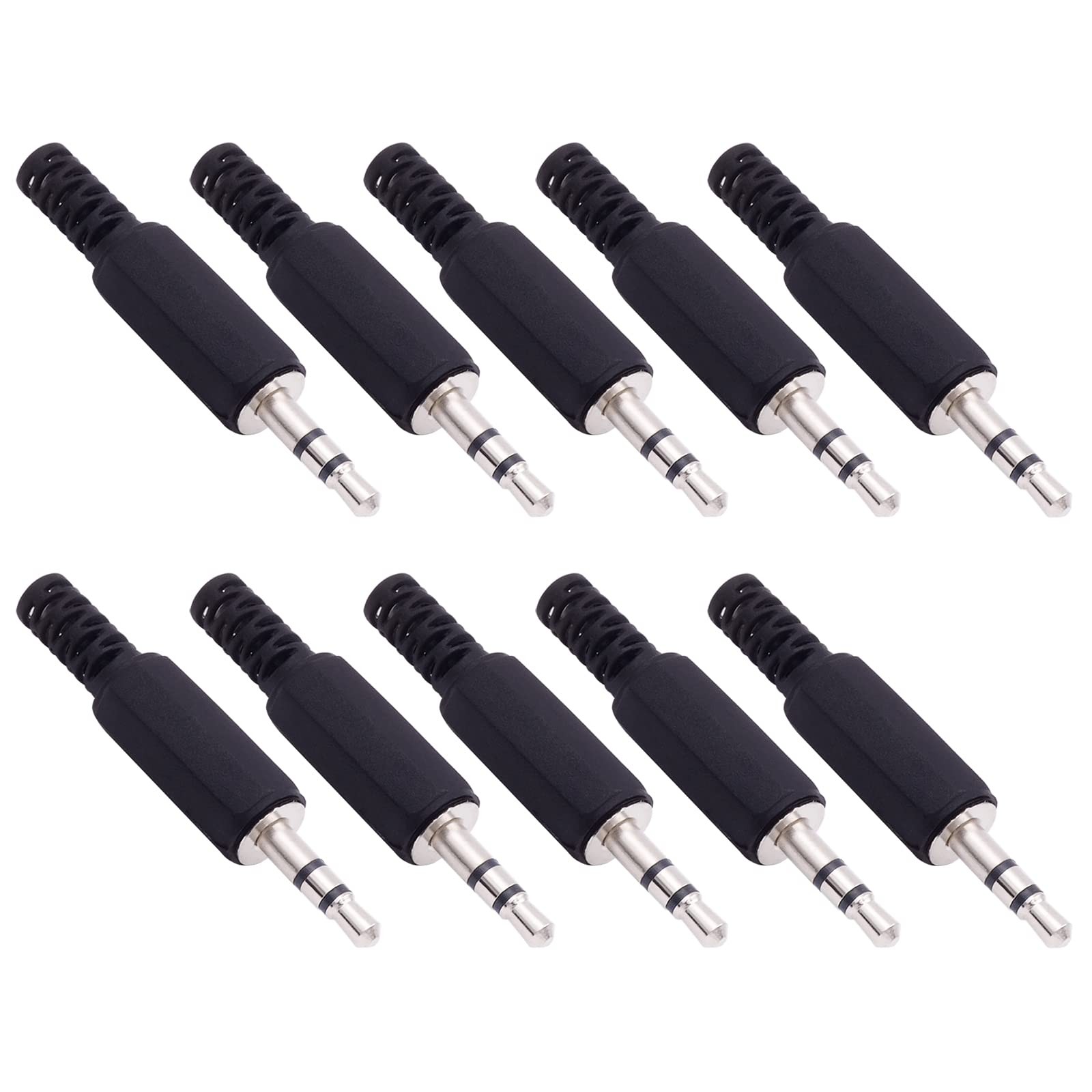 Fancasee 10-Pack 3.5mm 1/8" Replacement Repair Jack TRS Stereo Male Black