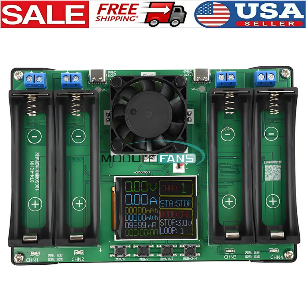 DC5V 4Channel 18650 Battery Capacity Resistance Tester Charging Discharge Module