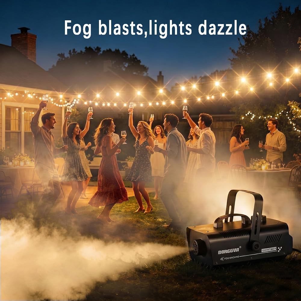 1000W Fog Machine with Timer, Wireless Remote, and Manual Control - Ideal for H