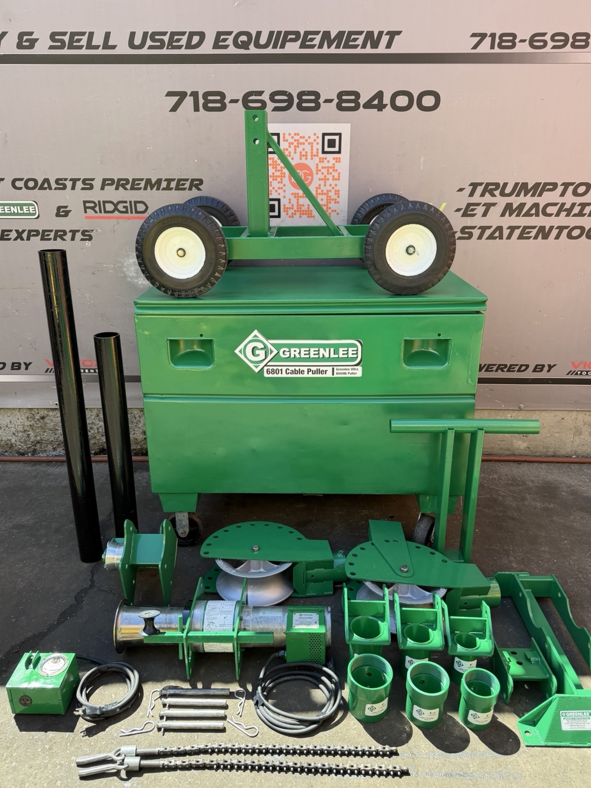 Greenlee 6805 6800 Ultra Cable Tugger Wire Puller Set 8000 Lb. Complete Tested!!