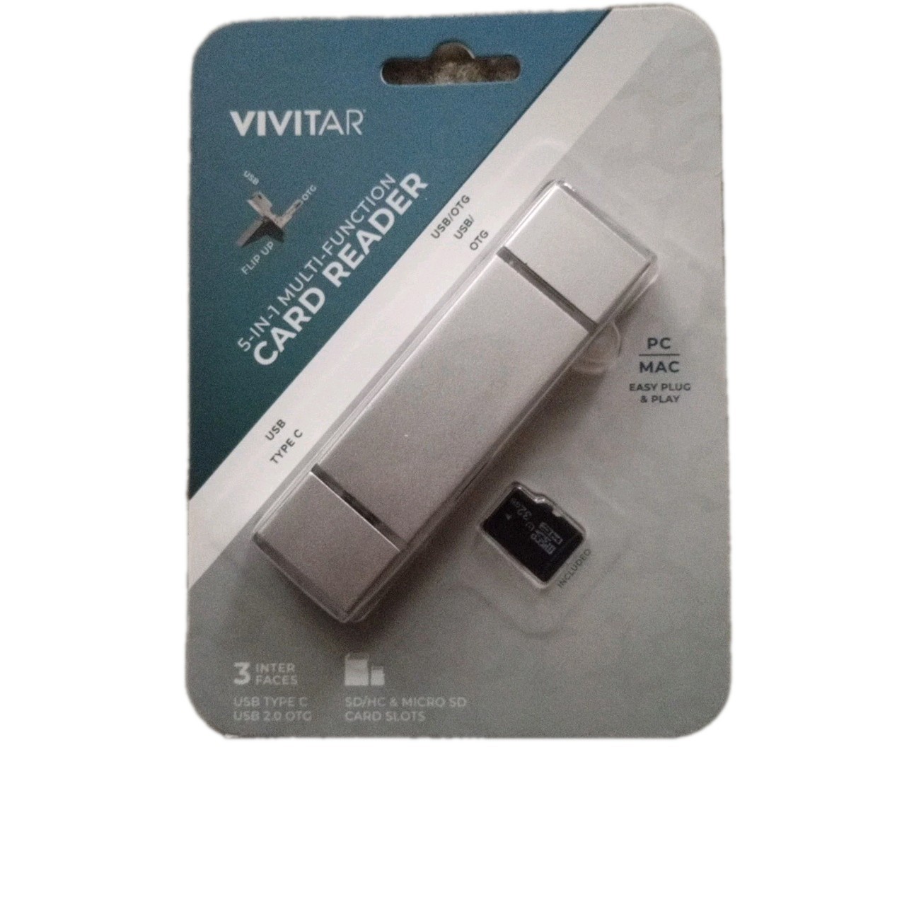 Vivitar 5 in 1 Multi Function Card Reader 3 Inter Faces PC Mac Easy Plug & Play
