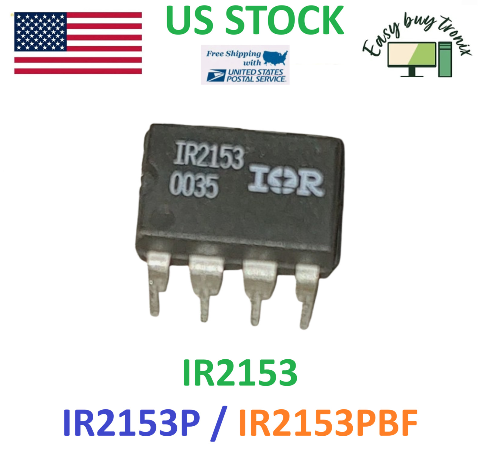 1Pcs Original IR IR2153PBF DIP8 Half-Bridge Driver IC for Power Supplies RH USA