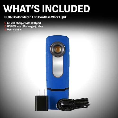 SCHUMACHER ELECTRIC COLOR MATCH LITHIUM CORDLESS WORK LIGHT SL943 - BLUE