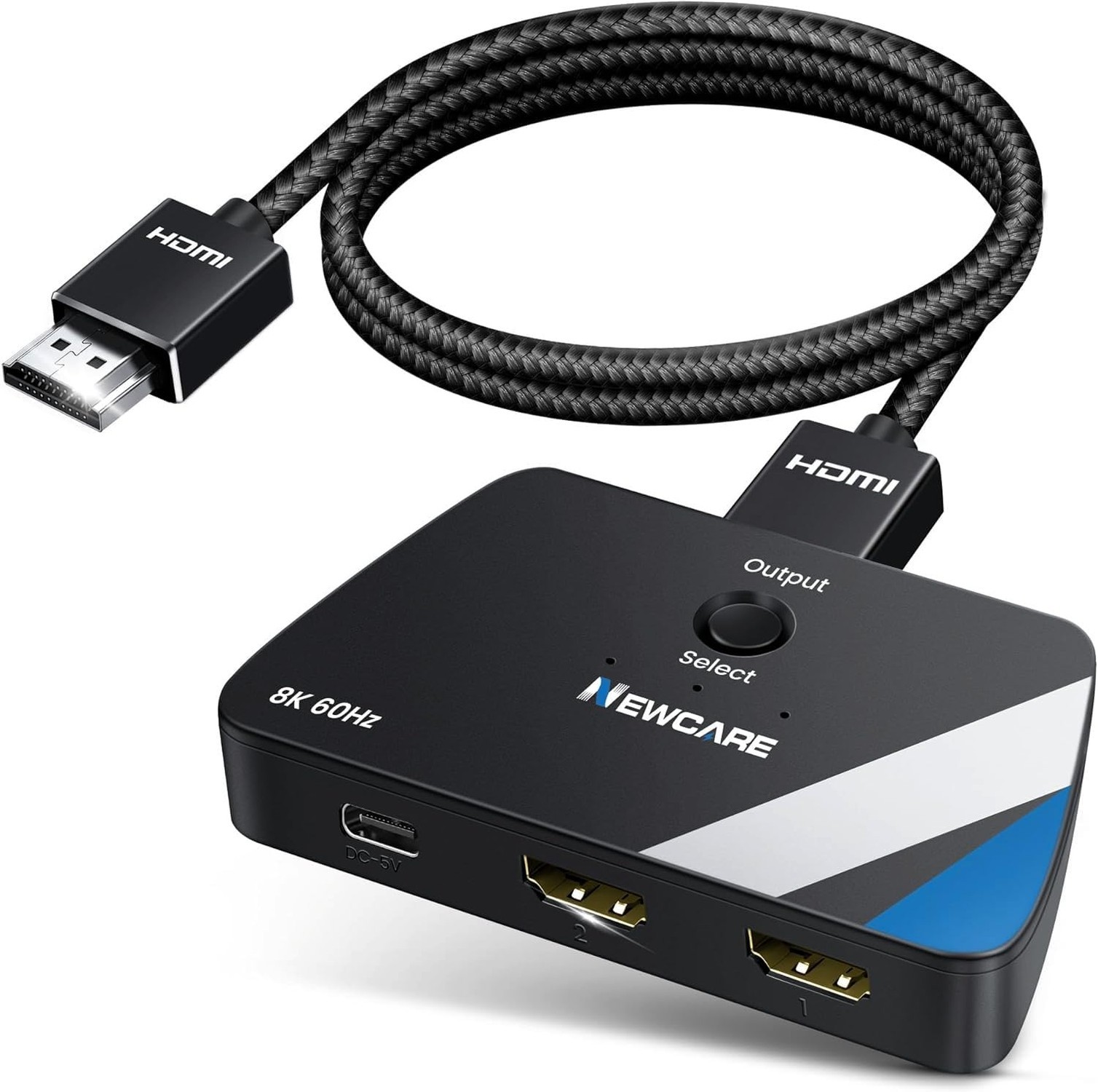 [Upgrade] NEWCARE HDMI 2.1 Switch 2 in 1 Out with 2.6ft 8K Cable, HDMI Switch...