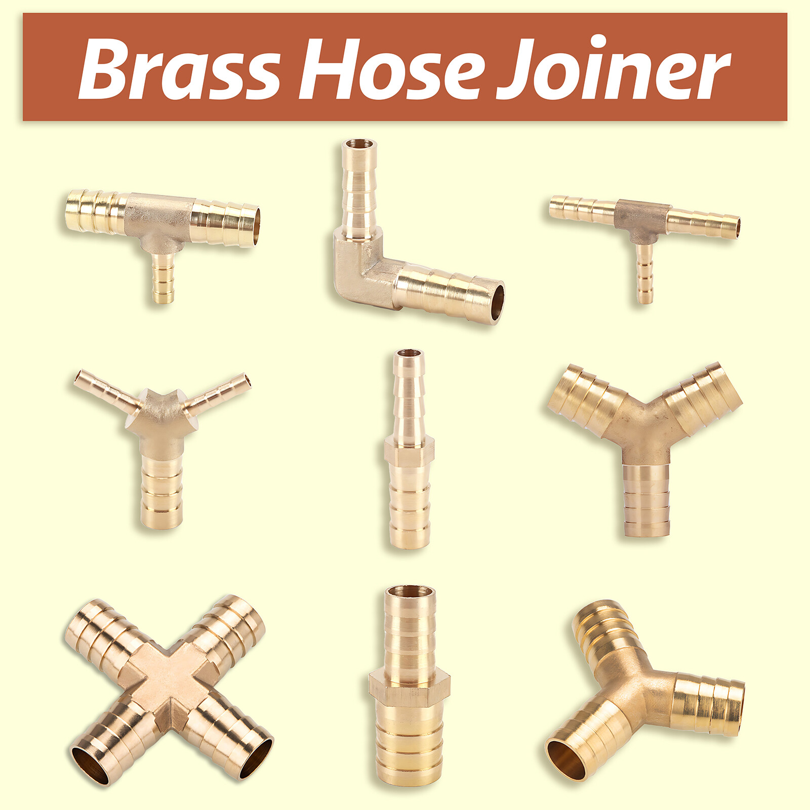 Brass T / Y / L Piece 4 WAY Joiner Fuel Hose Joiner Tee Connector Air Water Gas