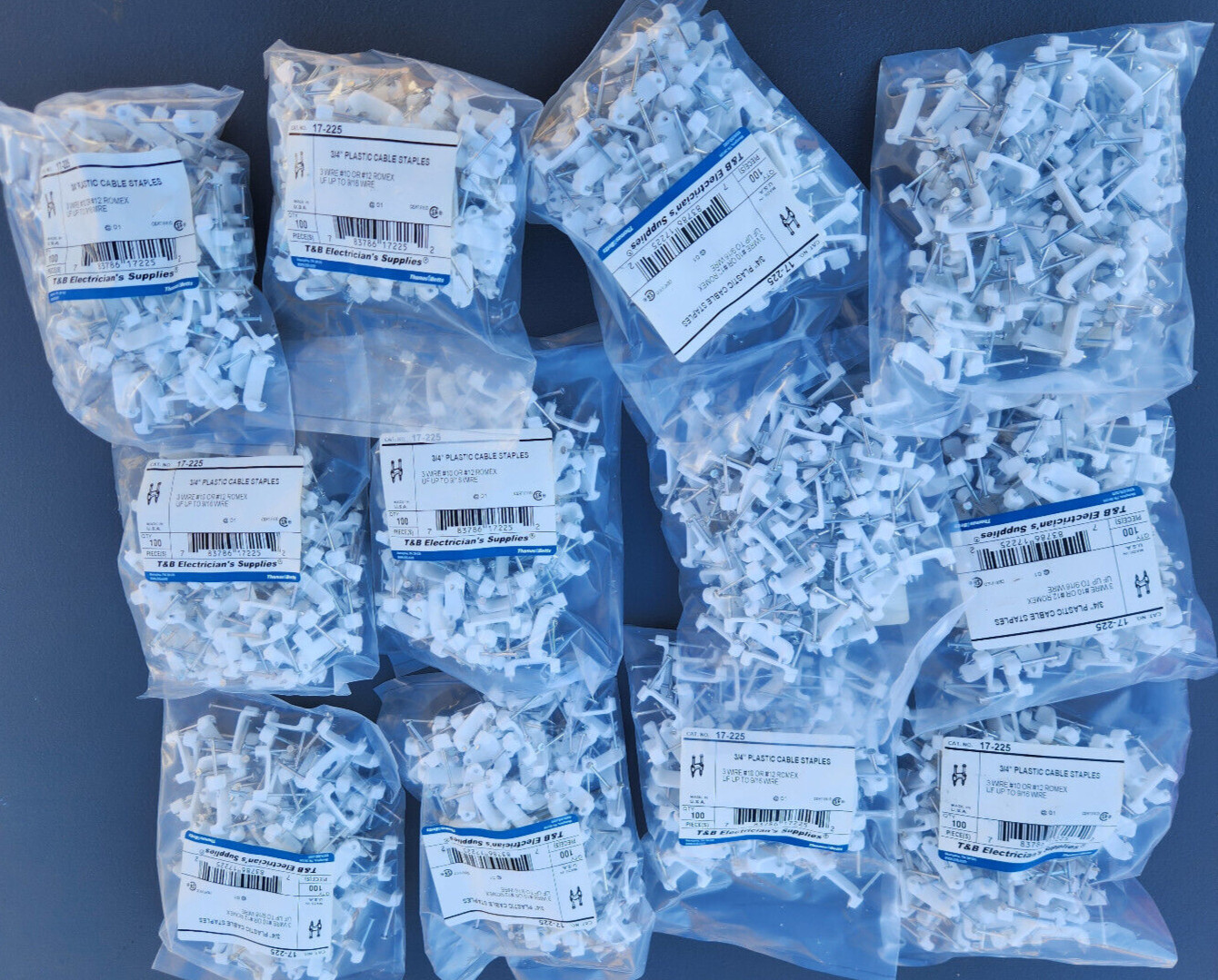 (8 Pack) Thomas&Betts 3/4" Plastic Cable Staples, 100 Pk