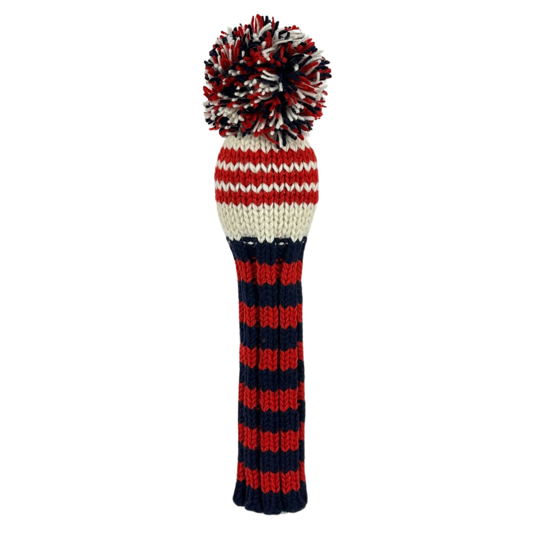 Sunfish Navy, Red, White Multistripe knit wool fairway golf headcover