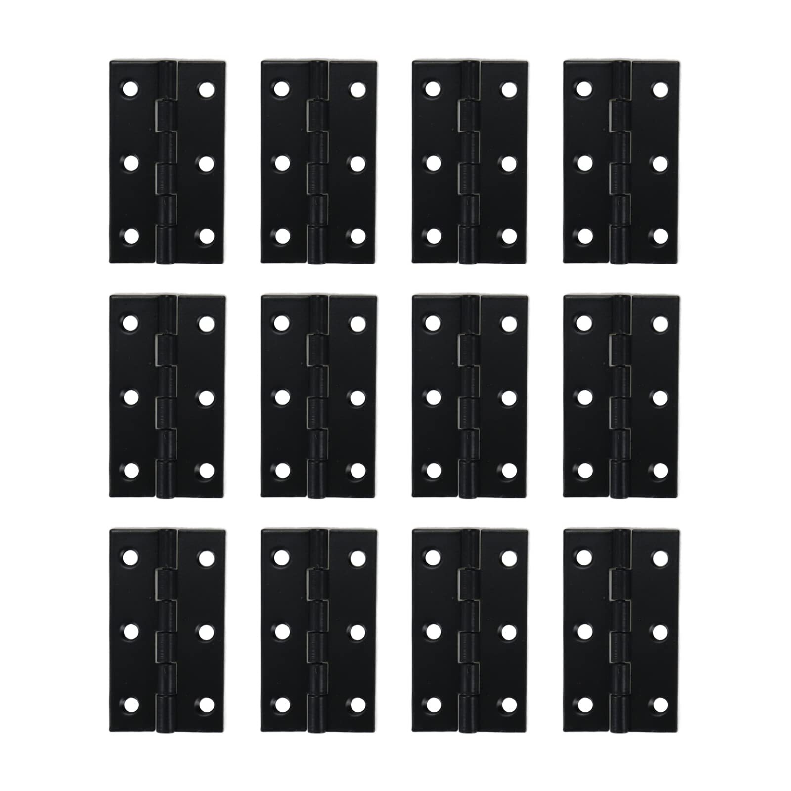 Black 2" Folding Butt Hinges for Cabinets and Jewelry Boxes 12-Pack