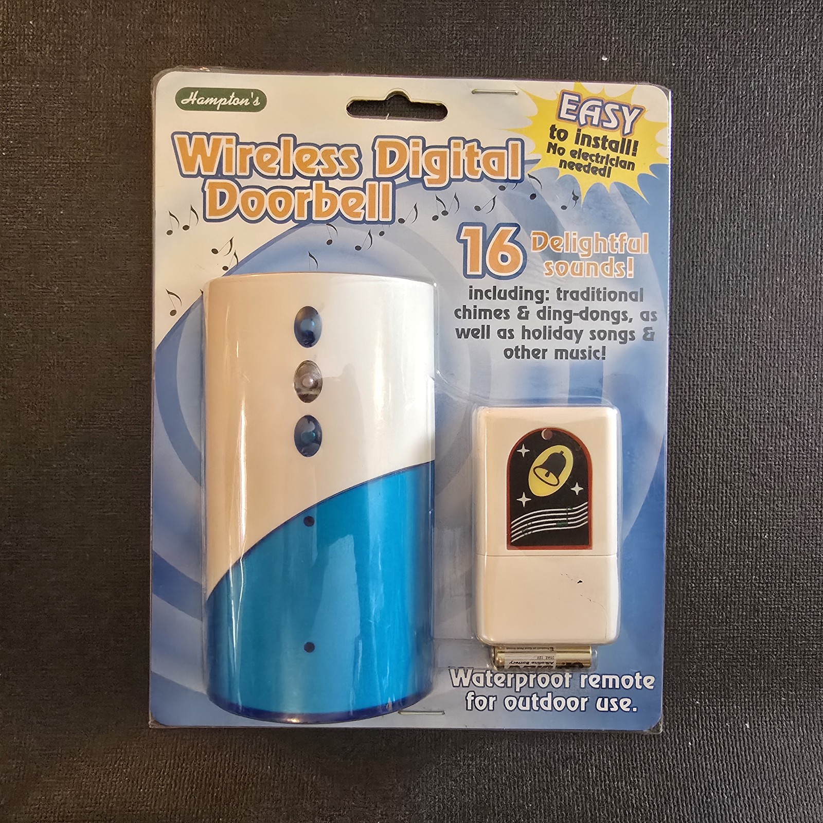 Hampton's Wireless Digital Doorbell Kit - 16 Sounds, Waterproof Remote, Easy