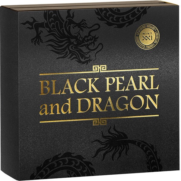 2023 Niue Black Pearl and Dragon Divine Pearls 2 oz Antique finish Silver Coin